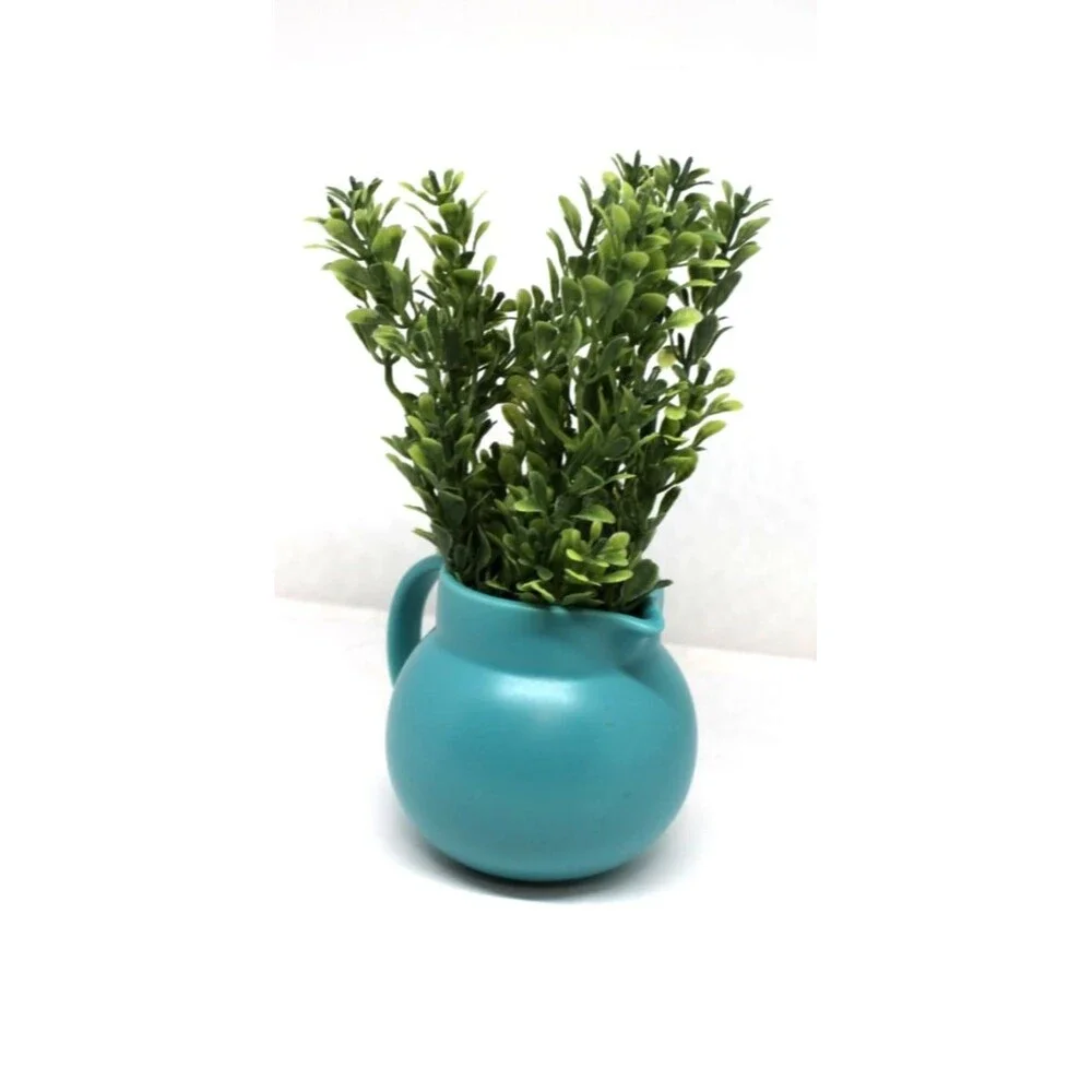Corelle Coordinates Stoneware Pitcher/Vase Turquoise Blue 2.5